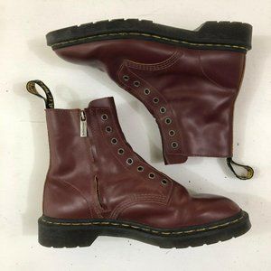 Doc Dr. Martens Maroon Boots Side Zip Ladies 9 (fits line 9.5-10)